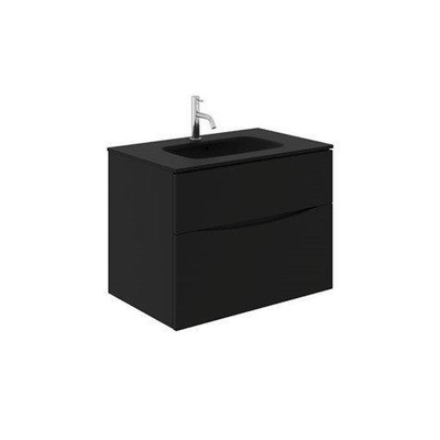 Crosswater Glide II ensemble de meubles de salle de bain - 70x45x52cm - 2 tiroirs sans poignée softclose - noir mat - trou de robinetterie - noir
