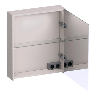 BRAUER Impress Deluxe armoire de toilette – 59 x 70 x 15 cm – Éclairage LED – ouverture à droite – Sable