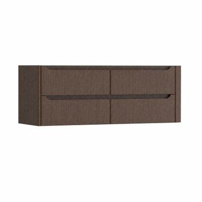 H&R Badmeubelen Juice Wastafelonderkast - 140x45x50cm - rechterhoek afgerond - 4 lades - geïntegreerde greep - coffee