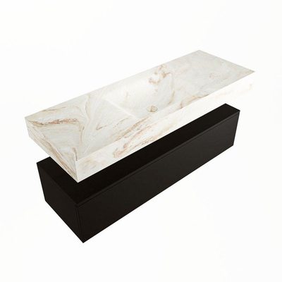 Mondiaz ALAN-DLUX Ensemble de meuble - 130cm - meuble Urban mat - 1 tiroir - Lavabo Cloud Frappe suspendu - vasque Centre - 1 trou de robinet