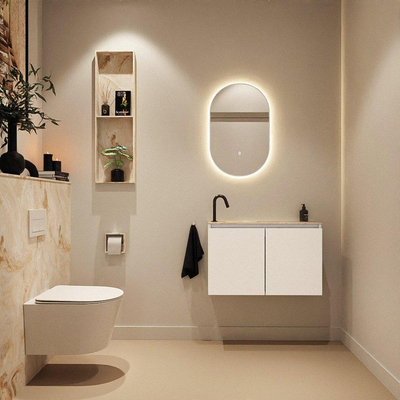 MONDIAZ TURE-DLUX 80cm toiletmeubel Talc. EDEN wastafel Frappe positie links. Met 1 kraangat.