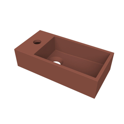 Arcqua Flair fontein - 36x18x9cm - cast marble - 1 kraangat - links - mat terracotta