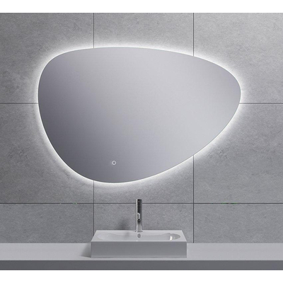 Wiesbaden Uovo Miroir 100cm asymétrique avec chauffe miroir et éclairage LED autour à intensité réglable