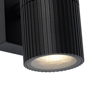 QAZQA Vigo Applique murale - 1 lampe - 6,3cm - IP44 - Rond - Noir