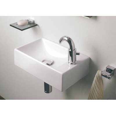 Geberit Diedro lave-mains cuve à gauche, trou de robinet à droite 40x23cm blanc