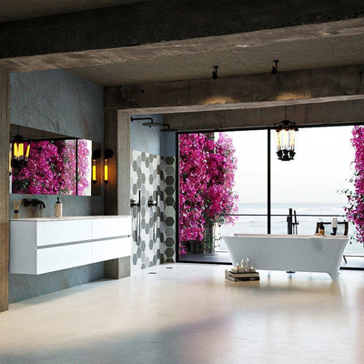 MONDIAZ LUNDY Baignoire îlot - 170x75cm - Argile/talc