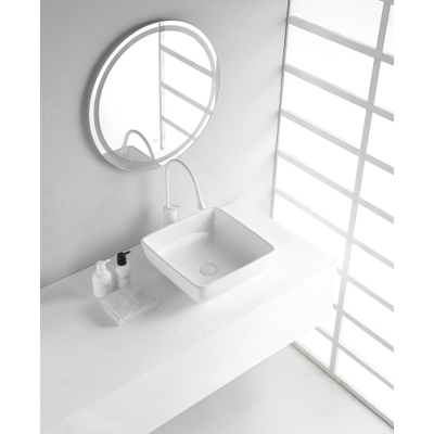 Wiesbaden Piazza waskom vierkant 40 x 40 x 15 cm keramiek glans wit OUTLETSTORE