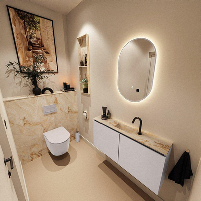 MONDIAZ TURE-DLUX 100cm toiletmeubel Cale. EDEN wastafel Frappe positie midden. Met 1 kraangat.