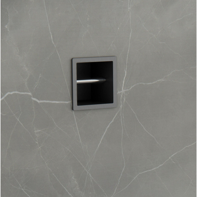 Fortifura Calvi Toiletrolhouder - inbouw - 17.3x17.3x15.3cm - PVD - geborsteld gunmetal (antraciet)
