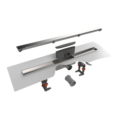 Easy Drain Compact 50 FF zero caniveau de douche plaque simple avec sortie latérale 6x70cm inox