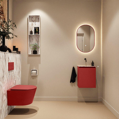 MONDIAZ TURE-DLUX Meuble toilette - 40cm - Fire - EDEN - vasque Glace - position centrale - sans trou de robinet