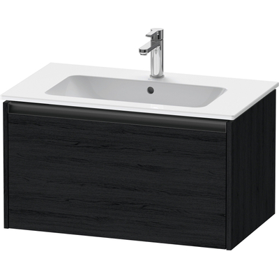 Duravit Ketho.2 Wastafelonderbouwkast - met 1 lade - 81x48x44cm - met greep antraciet - eiken zwart mat