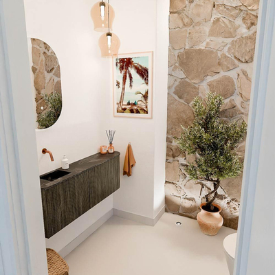 Mondiaz JOYA-DLUX 111.6cm toiletmeubel - ronding rechts kleur Shadow - Wastafel FAYE positie Links Zonder kraangat kleur Lava.