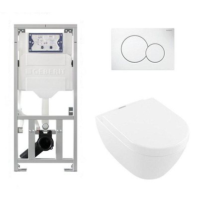 Villeroy & Boch subway 2.0 ensemble WC à fond profond, y compris ViFresh plus abattant à déclipsage rapide et à fermeture en douceur, plaque de recouvrement blanc