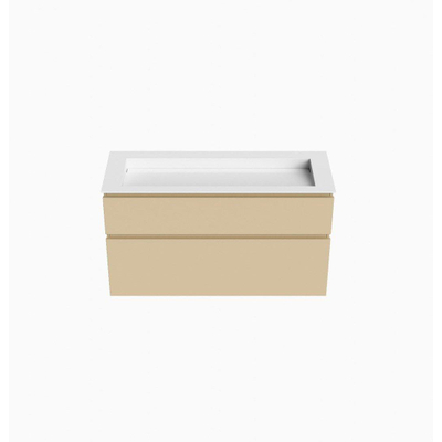 Mondiaz XABI ensemble de meuble de salle de bain - 120x60x45cm - 2 tiroirs - lavabo AVON Talc - milieu - sans trou de robinet - Sable