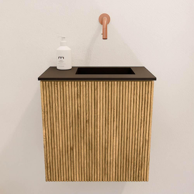 Mondiaz JOYA 40cm meuble de salle de bains - couleur Oak - Vasque FAYE position Droite Sans trou de robinet couleur Urban