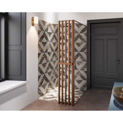 Riho Define Inloopdouche - 90x40x200cm - L vorm - met Define Deco Screen - incl. handdoekrek - Copper mat