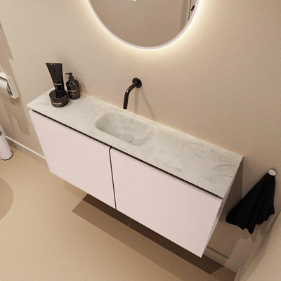 MONDIAZ TURE-DLUX 100cm toiletmeubel Rosee. EDEN wastafel Opalo positie midden. Zonder kraangat.