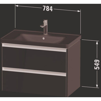 Duravit Ketho 2 wastafelonderbouwkast met 2 laden 78.4x45.5x54.9cm met grepen antraciet eiken zwart mat