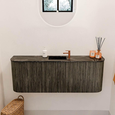 Mondiaz JOYA-DLUX 113.2cm toiletmeubel - ronding links en rechts kleur Shadow - Wastafel FAYE positie Midden 1 kraangat kleur Lava.