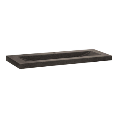 BRAUER Magma Lavabo peu profond 100x40x5cm - 1 bassin - 1 trou de robinet - pierre naturelle - basalte anthracite