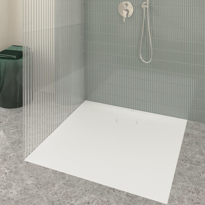 Villeroy & Boch Ecora douchebak - 100x100x3.5cm - afvoer korte zijde - stone white (wit)