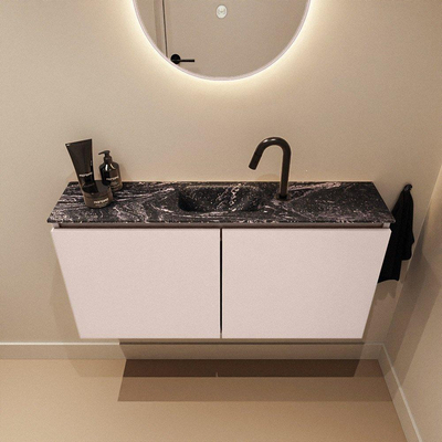 MONDIAZ TURE-DLUX Meuble toilette - 100cm - Rosee - EDEN - vasque Lava - position centrale - 1 trou de robinet