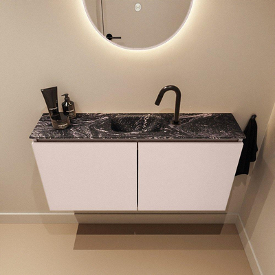 MONDIAZ TURE-DLUX meuble WC 100 cm Rosee. Lavabo EDEN Lava position centrale. Avec 1 trou de robinet.