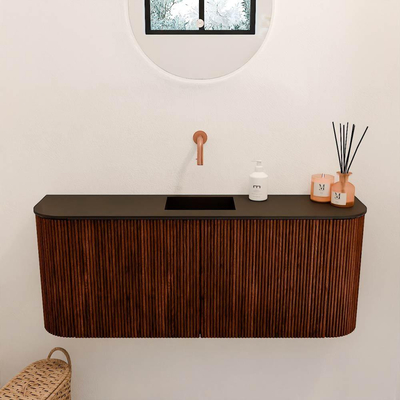 Mondiaz JOYA 103.2cm toiletmeubel - ronding links en rechts kleur Ruby - Wastafel FAYE positie Midden Zonder kraangat kleur Urban.