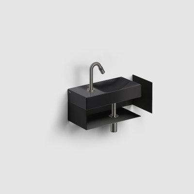 Clou Vale lave-mains en céramique 38x19x7cm trou de robinet à gauche Noir mat