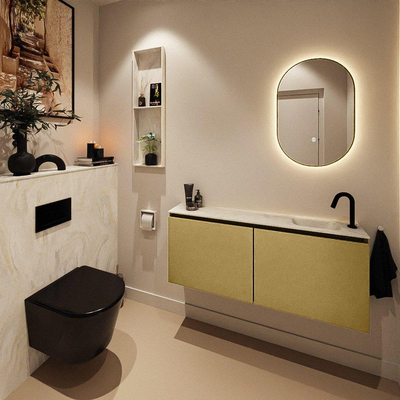 MONDIAZ TURE-DLUX 120cm toiletmeubel Oro. EDEN wastafel Ostra positie rechts. Met 1 kraangat.