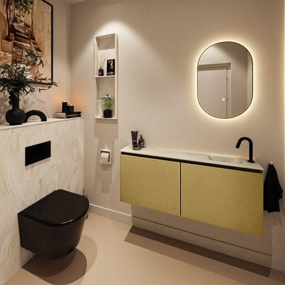 MONDIAZ TURE-DLUX Meuble toilette - 120cm - Oro - EDEN - vasque Ostra - position droite - 1 trou de robinet