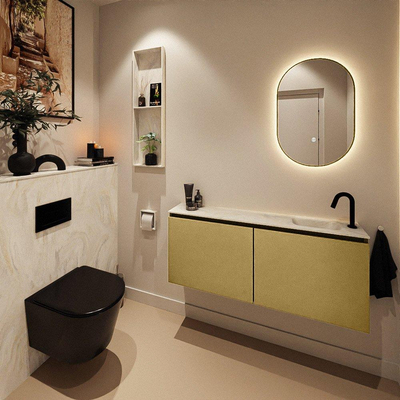 MONDIAZ TURE-DLUX meuble WC 120 cm Oro. EDEN vasque Ostra position à droite. Avec 1 trou de robinet.