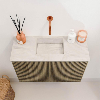 Mondiaz JOYA-DLUX 60cm toiletmeubel - kleur Dusk - Wastafel FAYE positie Midden Zonder kraangat kleur Ostra.