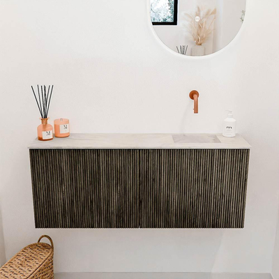 Mondiaz JOYA-DLUX 100cm toiletmeubel - kleur Shadow - Wastafel FAYE positie Rechts Zonder kraangat kleur Ostra.