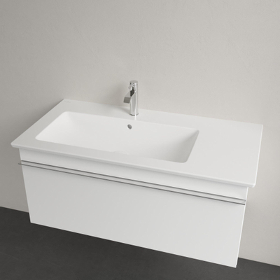 Villeroy & Boch Venticello Lavabo pour meuble 100x50cm 1 vasque gauche et 1 trou percé (2 trours perçables) avec trop-plein Ceramic+ stone white