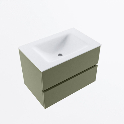 Mondiaz VICA Ensemble de meuble de salle de bain - 70cm - meuble sous-vasque armée - 2 tiroirs - lavabo nuage milieu - sans trous de robinet - version haute 60cm - talc