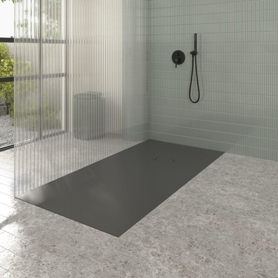 Villeroy & Boch Ecora douchebak - 180x90x4.5cm - afvoer korte zijde - anthracite (antraciet)