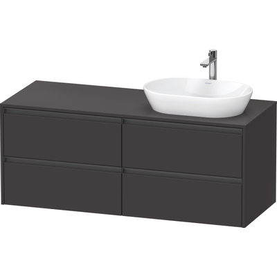Duravit Ketho.2 Wastafelonderbouwkast - inclusief consoleplaat - met 4 laden - voor waskom rechts - 140x55x56.8cm - met handgrepen antraciet - grafiet supermat