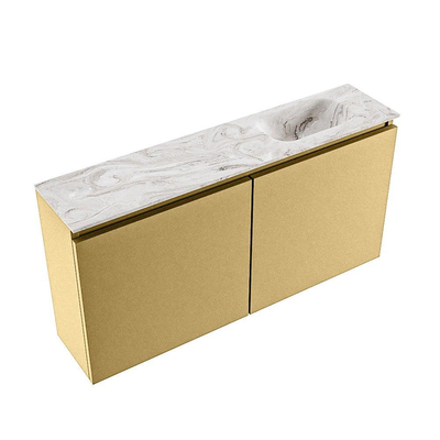 MONDIAZ TURE-DLUX 100cm toiletmeubel Oro. EDEN wastafel Glace positie rechts. Met 1 kraangat.