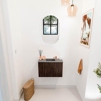 Mondiaz JOYA-DLUX 60cm toiletmeubel - kleur Walnut - Wastafel FAYE positie Midden 1 kraangat kleur Sombra.