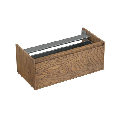 Forzalaqua Reno 2.0 meuble sous-lavabo 100x51x40cm avec 1 tiroir sans poignée à fermeture douce Chêne massif Castle Brown