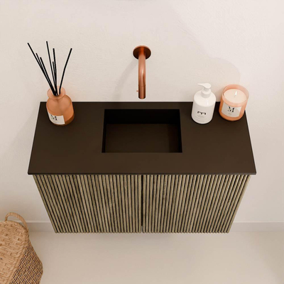 Mondiaz JOYA 60cm meuble de toilette - couleur Dusk - Vasque FAYE position Milieu Sans trou de robinet couleur Urban.
