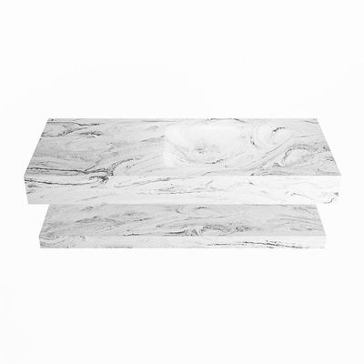 MONDIAZ ALAN - DLUX Badkamermeubelset - 110cm - planchet met vrijhangende wastafel - wasbak rechts - 0 kraangaten - Glace