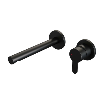 BRAUER Black Edition Wastafelmengkraan inbouw - rechte uitloop links - hendel plat smal - inclusief inbouwdeel - model D 1 - mat zwart