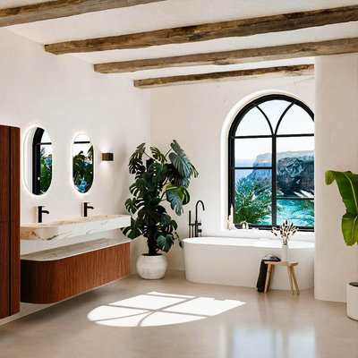 MONDIAZ THOR-DLUX 170cm meuble de salle de bains arrondi gauche + droite couleur Ruby avec 1 tiroir et 2 portes. Vasque suspendue CLOUD Double 2 trous de robinet couleur Nata.