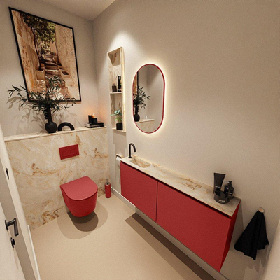 MONDIAZ TURE-DLUX 120cm toiletmeubel Fire. EDEN wastafel Frappe positie links. Met 1 kraangat.