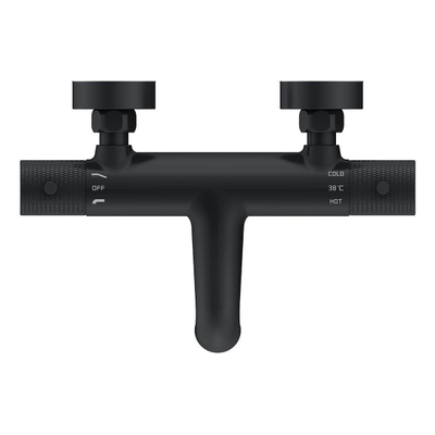 Wiesbaden Ribbd Mitigeur thermostatique bain entraxe 15 cm mat noir