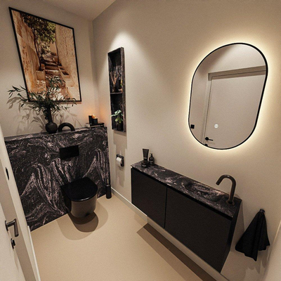 MONDIAZ TURE-DLUX Meuble de toilettes 100 cm Urban. EDEN lavabo Lava position à droite. Avec 1 trou de robinet.