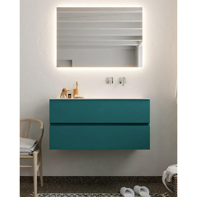 Mondiaz VICA Ensemble de meuble de salle de bain - 100cm - meuble sous-vasque smag - 2 tiroirs - lavabo moon droite - sans trou de robinet XL version 60cm haut